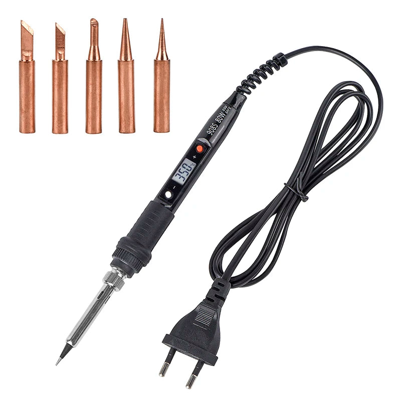 JCD Electric Soldering Iron 80W LCD Digital Display Adjustable temperature soldering iron tips 220V/110V Welding Solder Tool908S