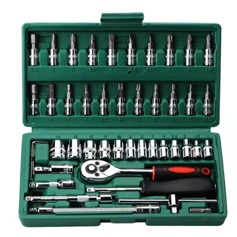 Automobile Maintenance & Repair Tools 46 Pieces Suit Fast Ratchet Wrench Size Fly Sleeve Combination Hardware Toolbox Sets