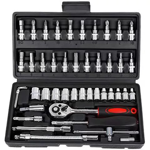 Automobile Maintenance & Repair Tools 46 Pieces Suit Fast Ratchet Wrench Size Fly Sleeve Combination Hardware Toolbox Sets