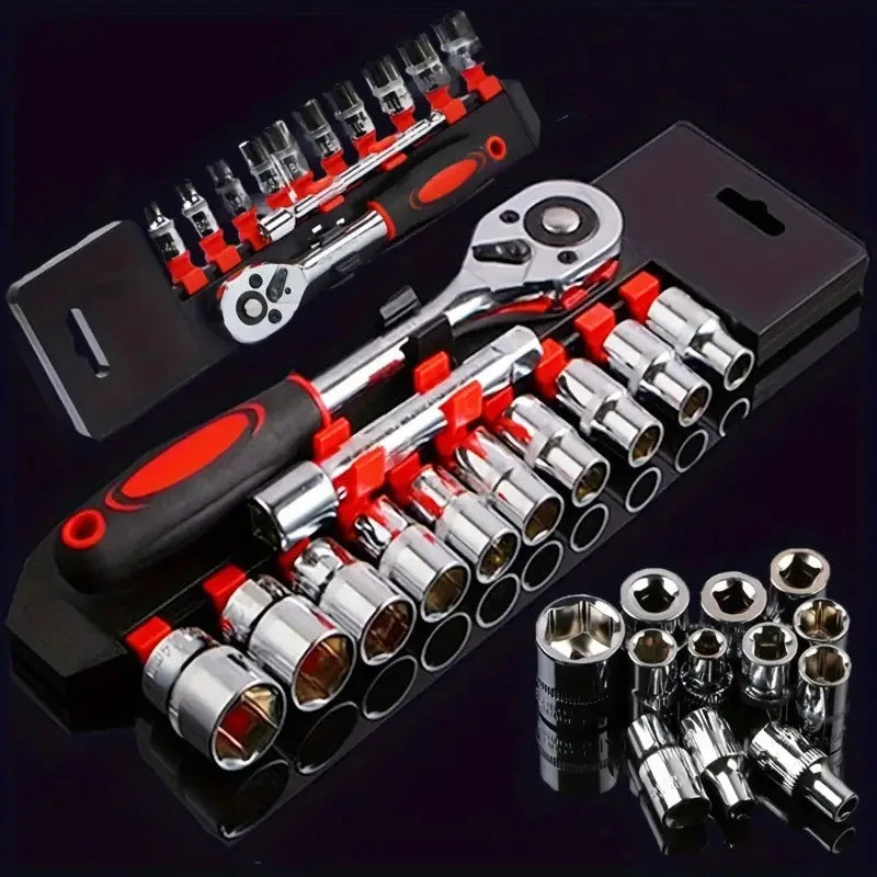 12-piece Xiaofei Auto Repair Tool Set, Socket Wrench Combination, Complete Set of Hardware Toolbox Tools