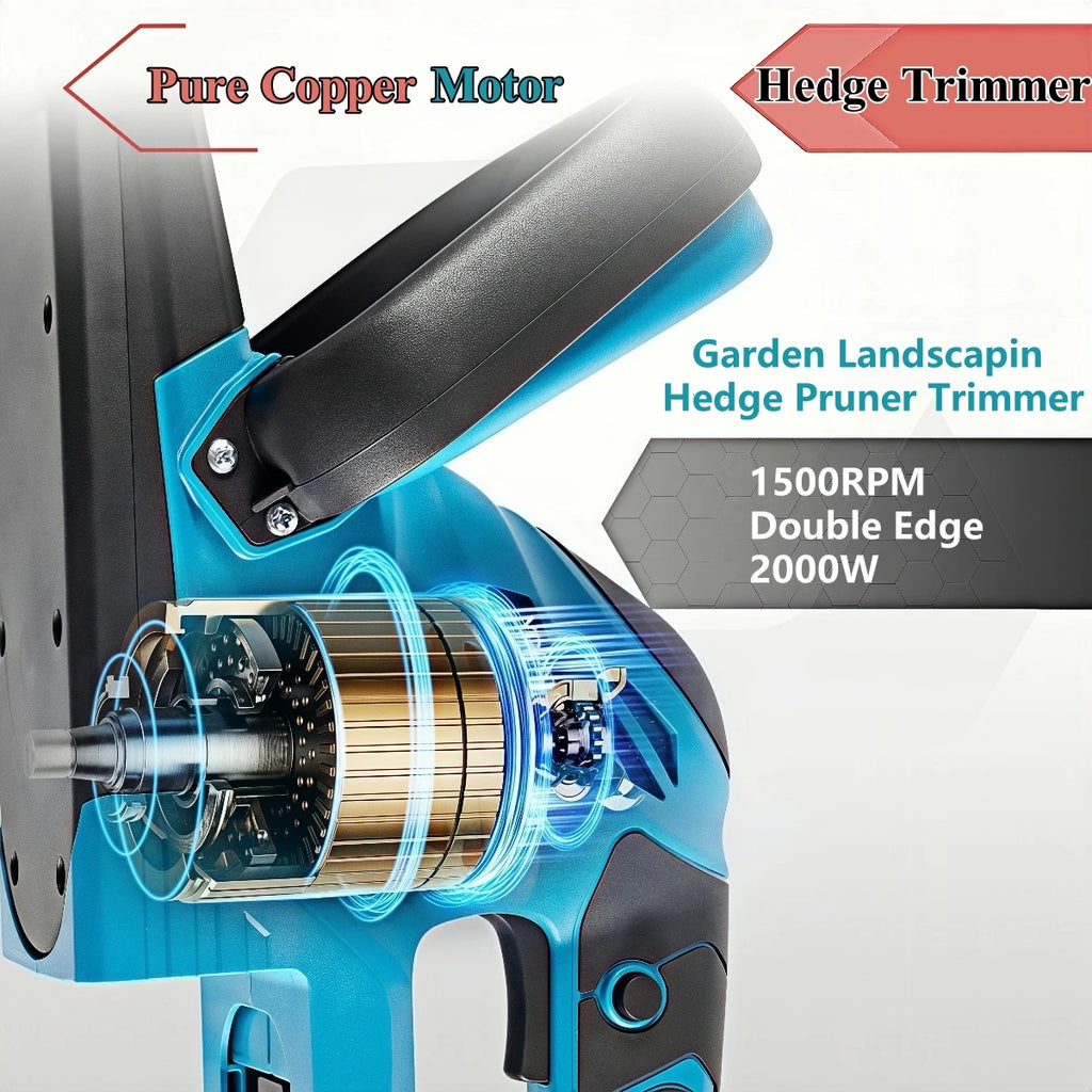 2000W Brushed Electric Hedge Trimmer 15000 RPM Lawn Mower Garden Landscaping Hedge Pruner Trimmer Tool For Makita 18V Battery