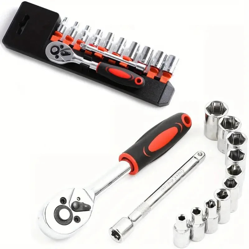 12-piece Xiaofei Auto Repair Tool Set, Socket Wrench Combination, Complete Set of Hardware Toolbox Tools