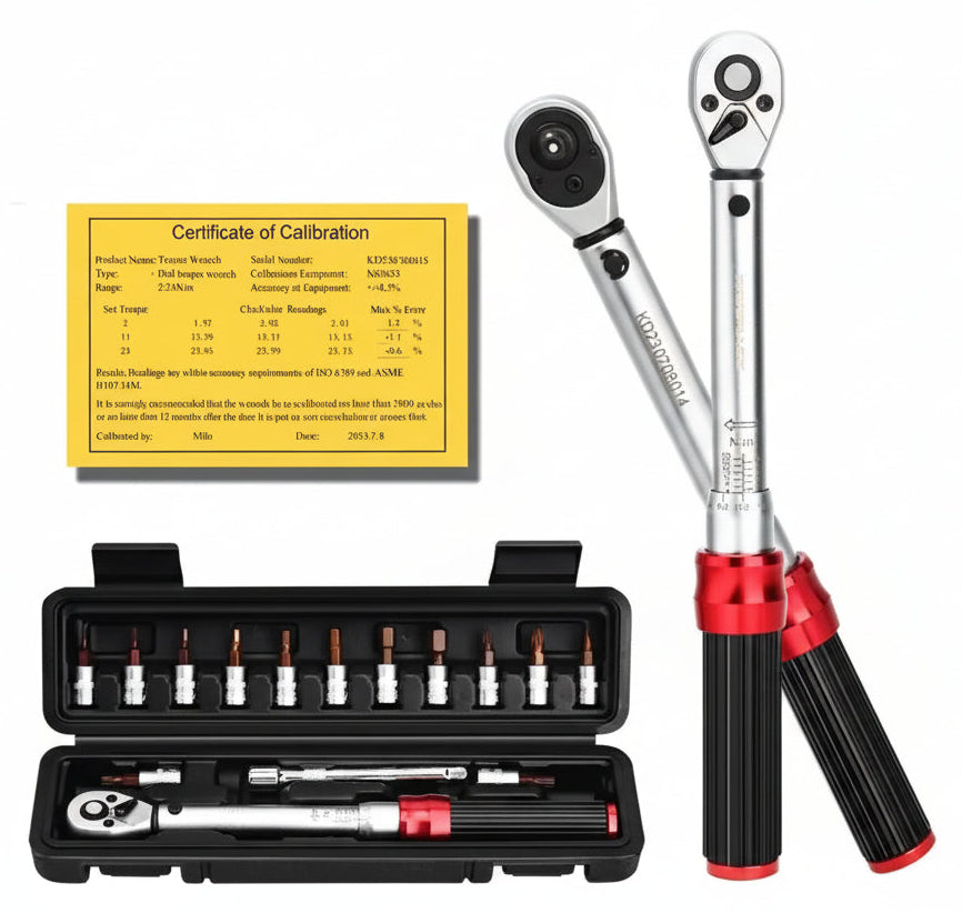 RIDERACE Bicycle Torque Wrench Set 15Pcs 1/4" 2-24Nm Dual Direction Bike Allen Key Tool Socket Spanner Pro Motorcycle Repair Kit