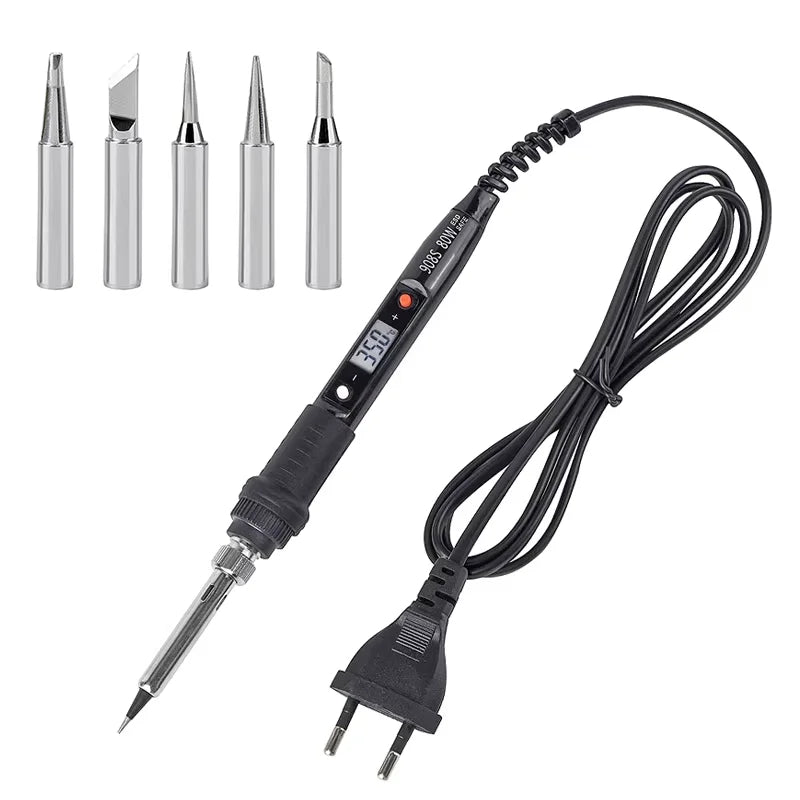 JCD Electric Soldering Iron 80W LCD Digital Display Adjustable temperature soldering iron tips 220V/110V Welding Solder Tool908S