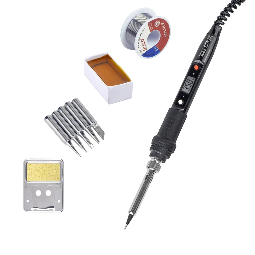JCD Electric Soldering Iron 80W LCD Digital Display Adjustable temperature soldering iron tips 220V/110V Welding Solder Tool908S