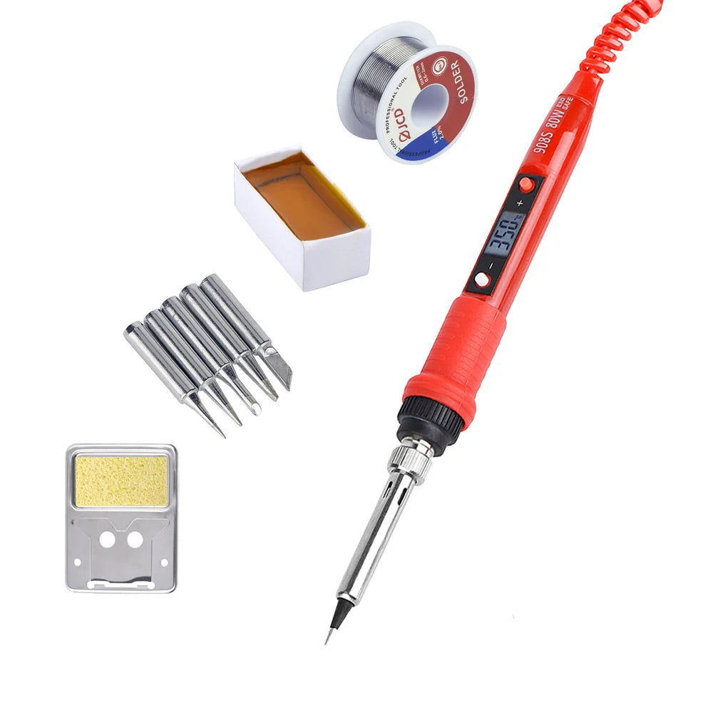 JCD Electric Soldering Iron 80W LCD Digital Display Adjustable temperature soldering iron tips 220V/110V Welding Solder Tool908S