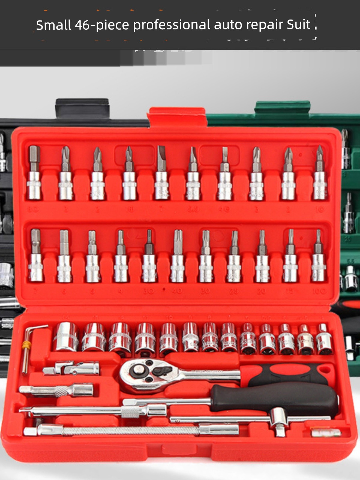 Automobile Maintenance & Repair Tools 46 Pieces Suit Fast Ratchet Wrench Size Fly Sleeve Combination Hardware Toolbox Sets