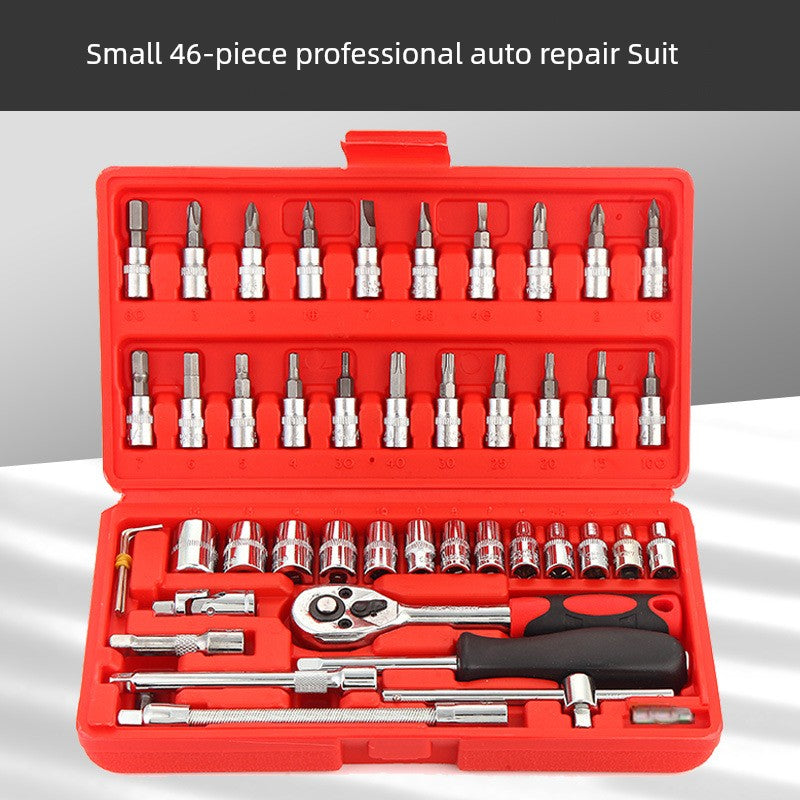 Automobile Maintenance & Repair Tools 46 Pieces Suit Fast Ratchet Wrench Size Fly Sleeve Combination Hardware Toolbox Sets
