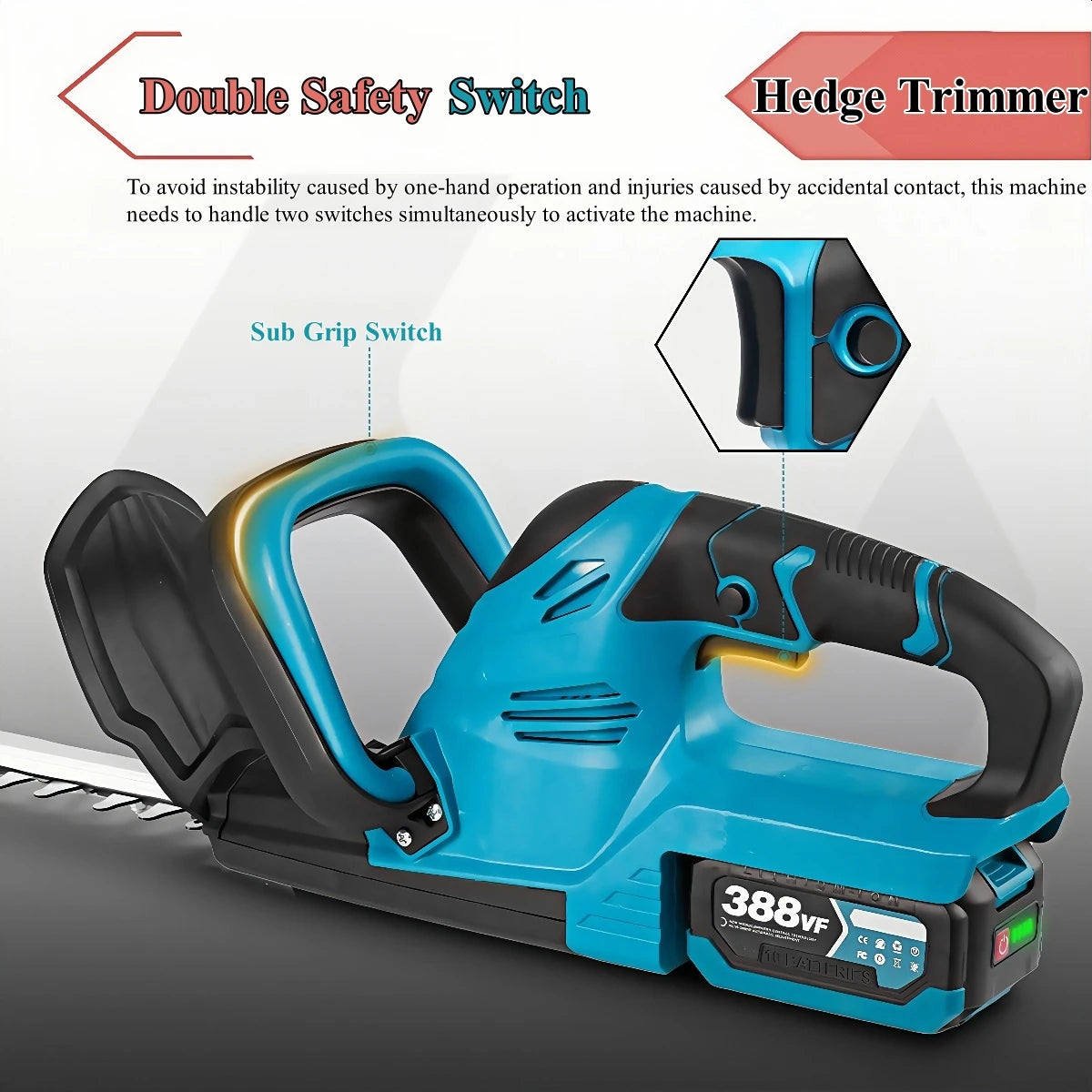 2000W Brushed Electric Hedge Trimmer 15000 RPM Lawn Mower Garden Landscaping Hedge Pruner Trimmer Tool For Makita 18V Battery