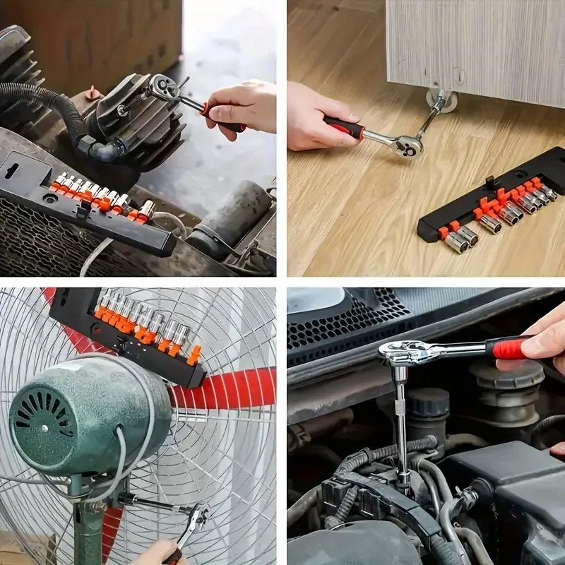 12-piece Xiaofei Auto Repair Tool Set, Socket Wrench Combination, Complete Set of Hardware Toolbox Tools