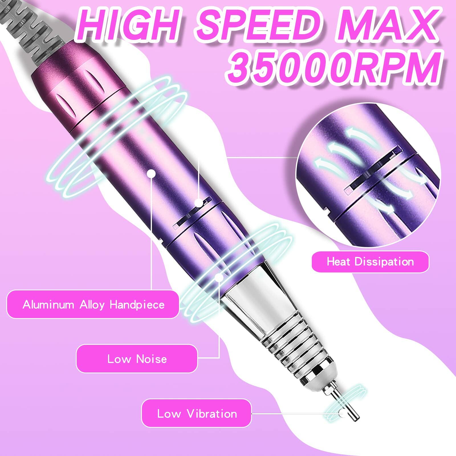 LEEMOOP Electric Nail Drill 35000RPM Cordless Efile Kit 12 Bits Light Orange