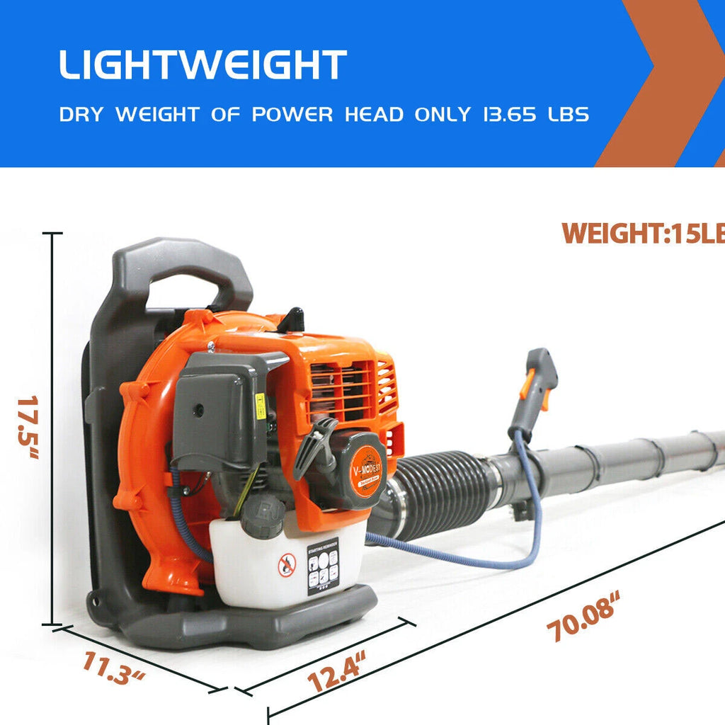 Backpack Leaf Blower Gas Powered Snow Blower 550CFM 43CC 2-Stroke 190MPH 1.7HP