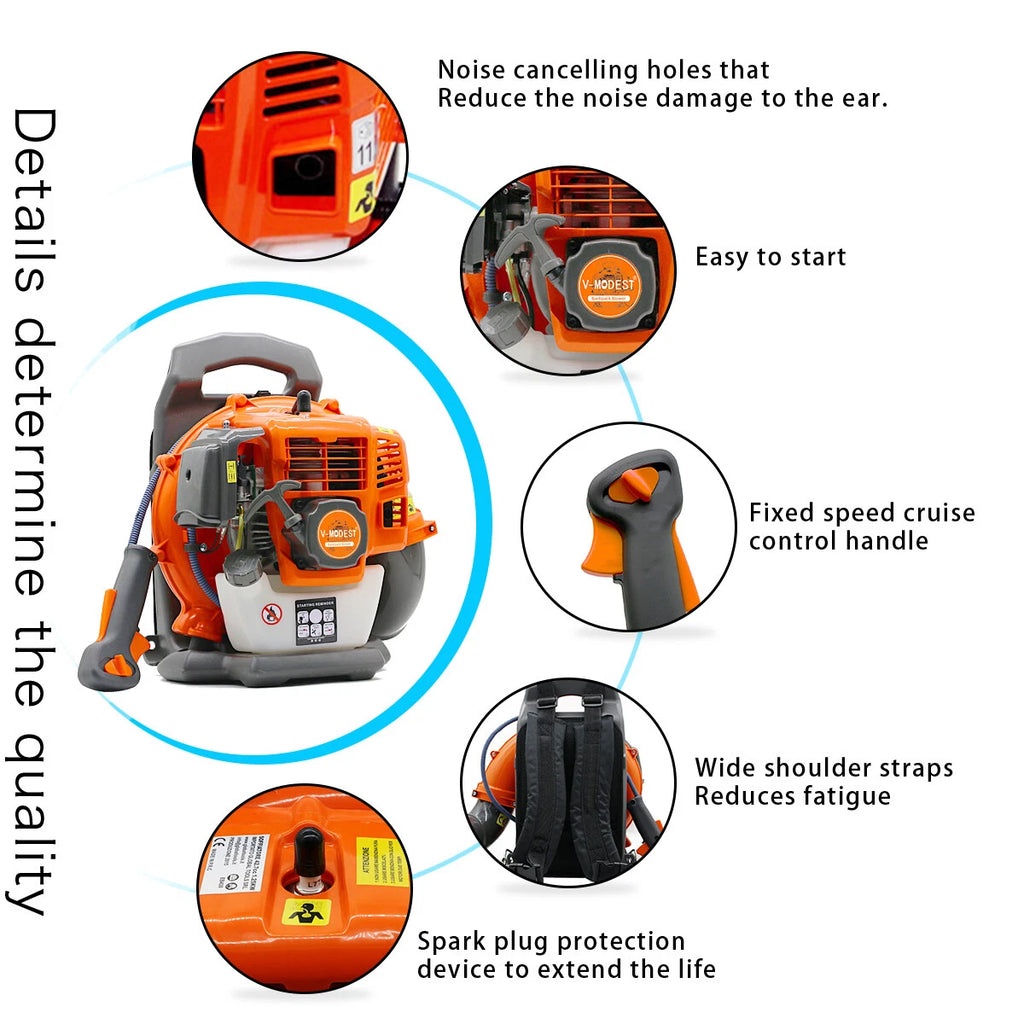 Backpack Leaf Blower Gas Powered Snow Blower 550CFM 43CC 2-Stroke 190MPH 1.7HP
