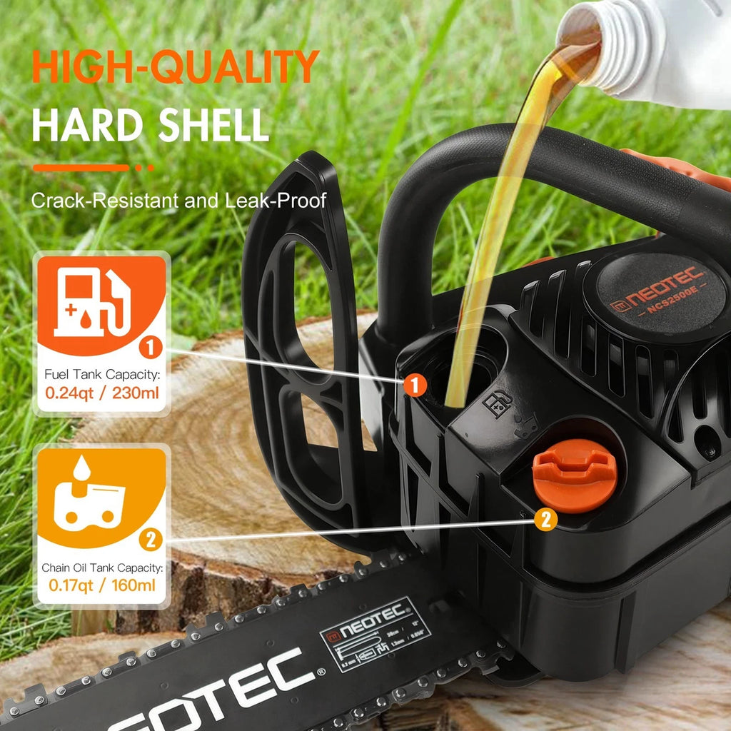 25.4cc Gas Top Handle Chainsaw with 12'' Bar Chain 2-Stroke Engine Cut Tree Wood