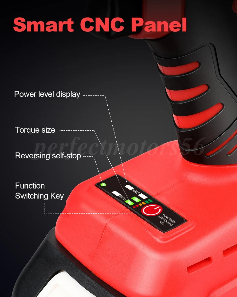 Electric Impact Wrench 1000Nm High Torque Impact Gun 1/2" Cordless Impact Wrench