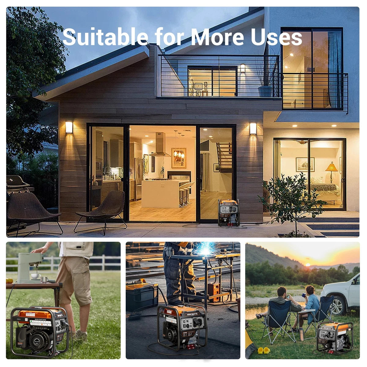 Efurden 4000Watt Portable Inverter Generator Gas Powered for Emergeny Power Use