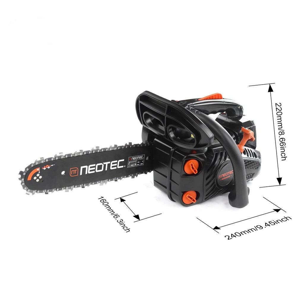 25.4cc Gas Top Handle Chainsaw with 12'' Bar Chain 2-Stroke Engine Cut Tree Wood