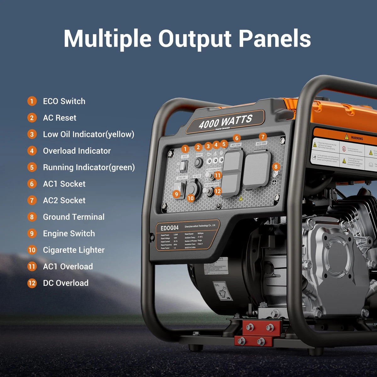 Efurden 4000Watt Portable Inverter Generator Gas Powered for Emergeny Power Use