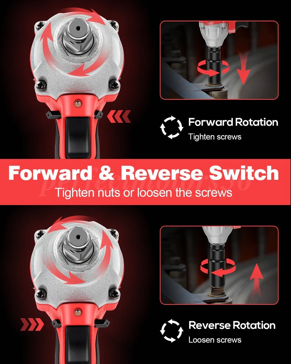 Electric Impact Wrench 1000Nm High Torque Impact Gun 1/2" Cordless Impact Wrench