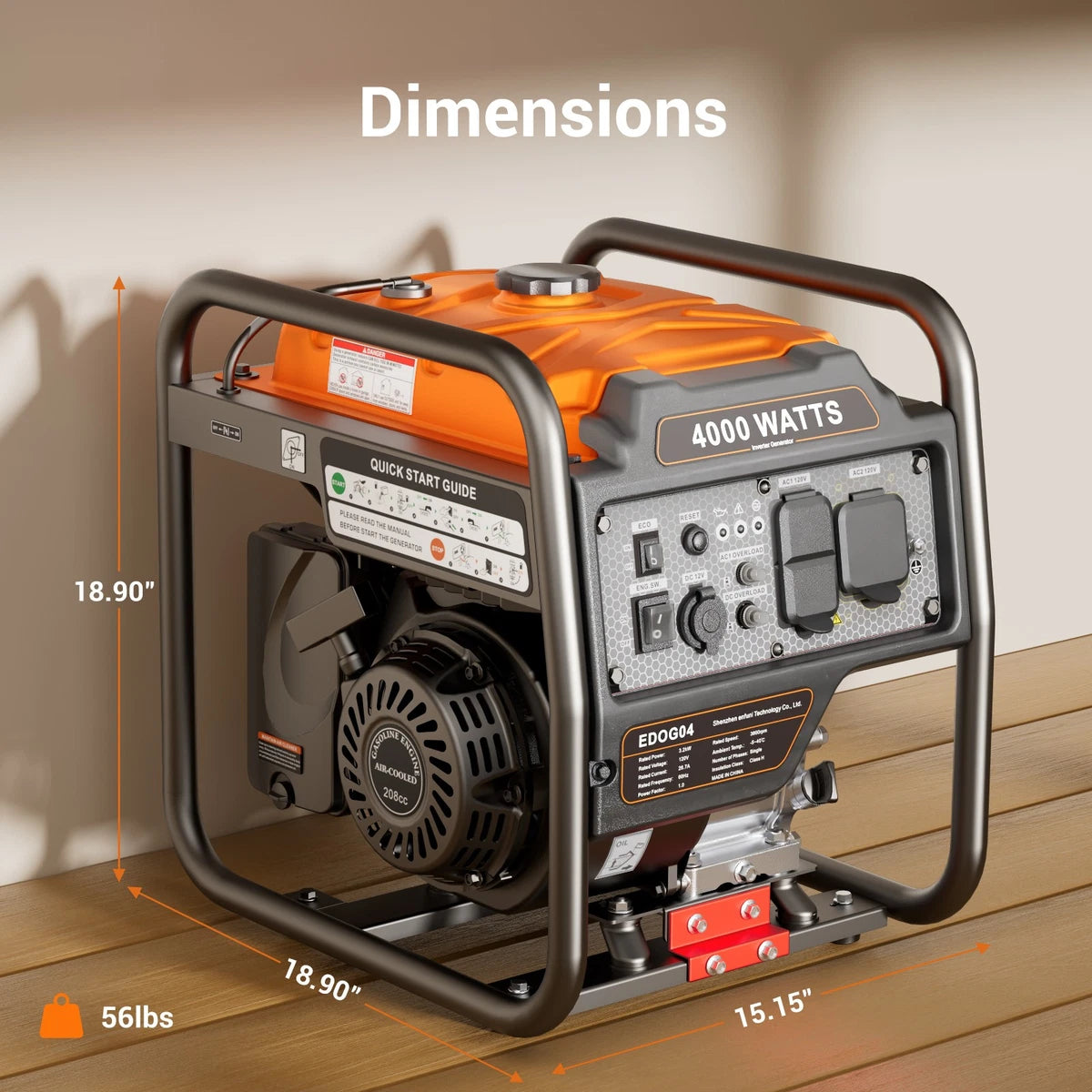 Efurden 4000Watt Portable Inverter Generator Gas Powered for Emergeny Power Use