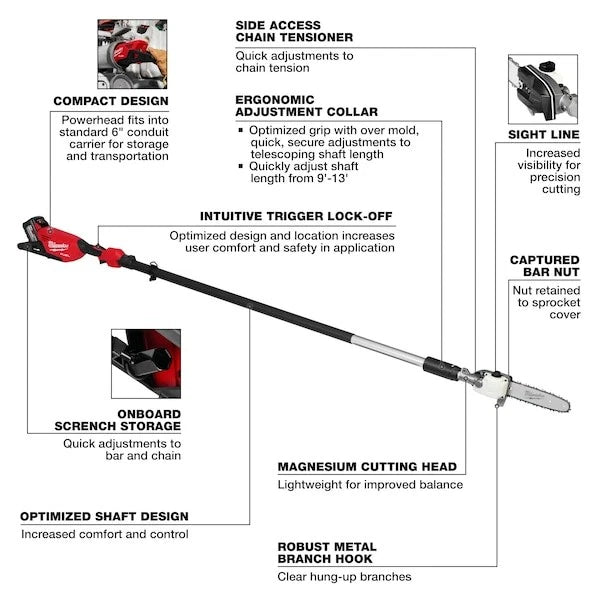 Milwaukee Tool 3013-21 M18 Fuel 10 In. Telescoping Pole Saw Kit